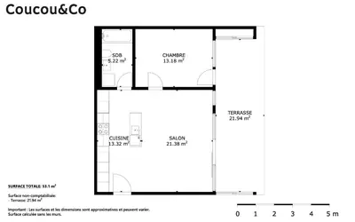 Grundriss der Unterkunft Bright flat with terrace in Sierre