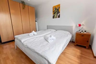 Ein Bett oder Betten in einem Zimmer der Unterkunft Crans-Montana - 6 pers - 5 lits - 2 parkings