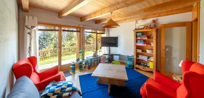 Ein Sitzbereich in der Unterkunft Chalet Occursus Anzère