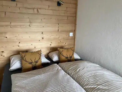 Ein Bett oder Betten in einem Zimmer der Unterkunft Modern studio in Veysonnaz close to ski departure
