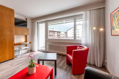 Ein Sitzbereich in der Unterkunft Center Studio Zermatt by Inspiring places Zermatt