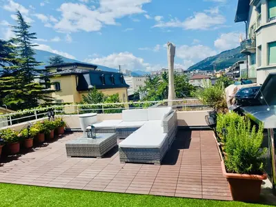 Ein allgemeiner Bergblick oder ein Berglick von der Ferienwohnung aus