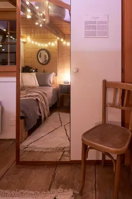 Ein Bett oder Betten in einem Zimmer der Unterkunft Chalet à thème, 2 chambres, vue sur les montagnes