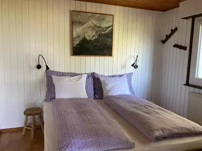 Ein Bett oder Betten in einem Zimmer der Unterkunft A 5mn de Sion - Appartement Havre de Paix