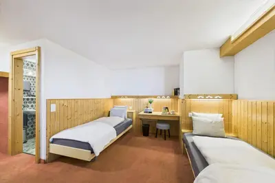 Ein Bett oder Betten in einem Zimmer der Unterkunft Central suite to stay for 2 experience Saas-Fee