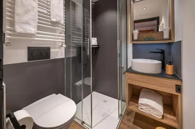 Ein Badezimmer in der Unterkunft Studio Alpenrose - new and modern by Inspiringplaceszermatt