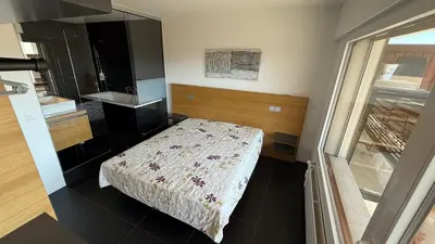 Ein Bett oder Betten in einem Zimmer der Unterkunft Charmant appartement au centre de Montana