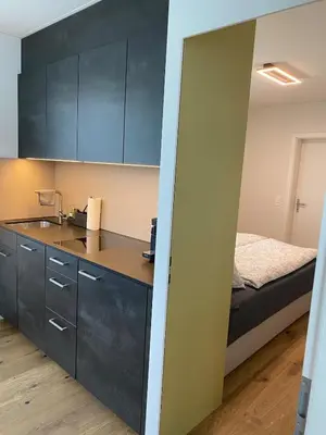 Küche/Küchenzeile in der Unterkunft FALKE Studio in Spiez