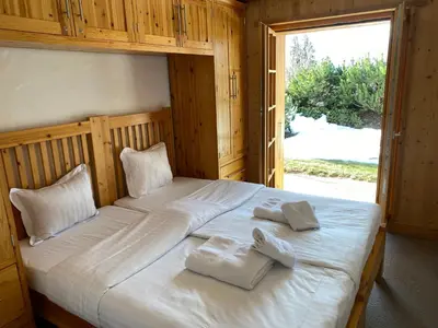 Ein Bett oder Betten in einem Zimmer der Unterkunft Chalet Rosablanche