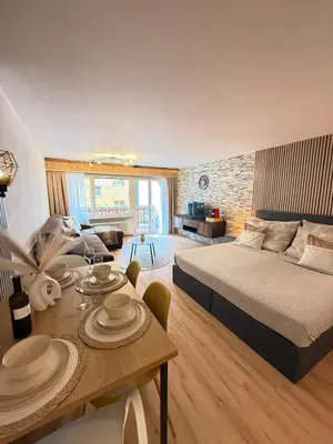 Ein Bett oder Betten in einem Zimmer der Unterkunft Holiday Leukerbad Mountain Nature Free Parking Free WiFi
