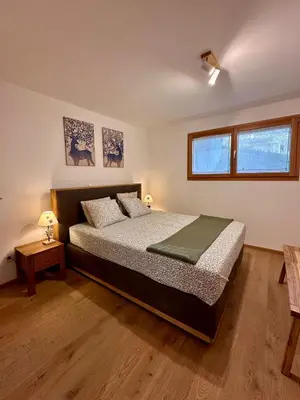 Ein Bett oder Betten in einem Zimmer der Unterkunft Peak Apartment - Saas-Fee