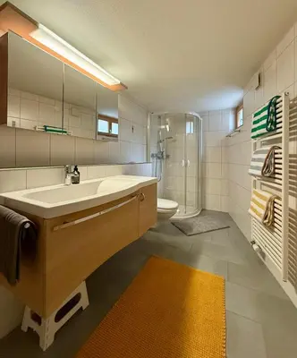 Ein Badezimmer in der Unterkunft Renovated traditional chalet in car-free Mürren