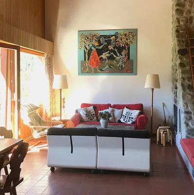 Ein Sitzbereich in der Unterkunft Chalet Kiri 8 personnes Sur les hauteurs d Evolene