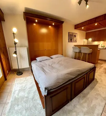 Ein Bett oder Betten in einem Zimmer der Unterkunft Pied de piste et à 5min des Bains d'Hérémence