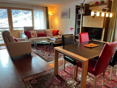 Ein Sitzbereich in der Unterkunft Appartement cosy Haus Olympia