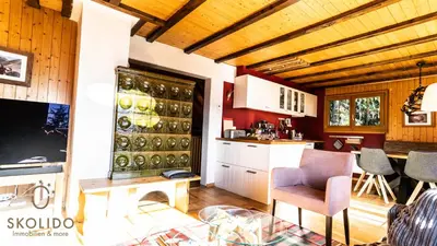 Küche/Küchenzeile in der Unterkunft Chalet Dorle, Riederalp Golmenegg