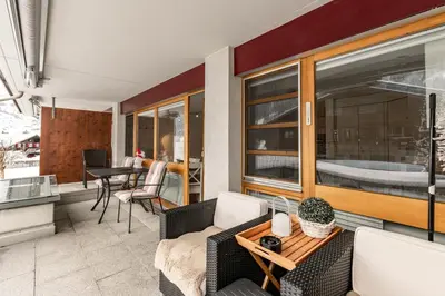 Ein Sitzbereich in der Unterkunft Wohnung Eiger Chalet Jasmine