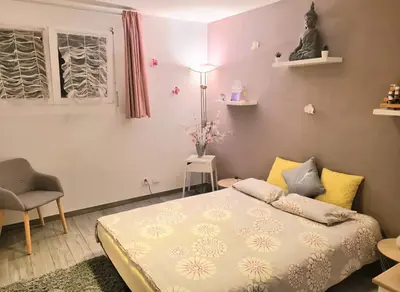 Ein Bett oder Betten in einem Zimmer der Unterkunft Appartement spacieux et cosy, vue imprenable