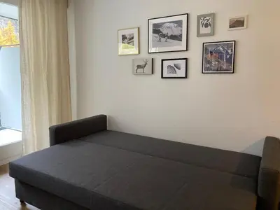 Ein Bett oder Betten in einem Zimmer der Unterkunft Cozy studio Leukerbad!