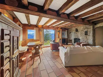 Ein Sitzbereich in der Unterkunft PO Grande Ourse Suite - Anzere Slopeside - Swiss Alp