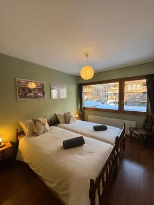 Ein Bett oder Betten in einem Zimmer der Unterkunft magnifique appartement au centre de Montana