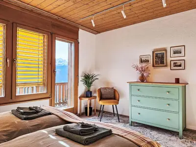 Ein Bett oder Betten in einem Zimmer der Unterkunft Apartment Möösli Vue by Interhome