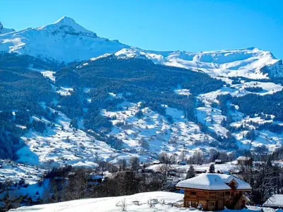 Ein allgemeiner Bergblick oder ein Berglick von des Ferienhauses aus