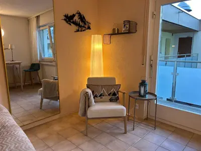 Ein Sitzbereich in der Unterkunft Studio Salute - cosy et confort pour 2 personnes