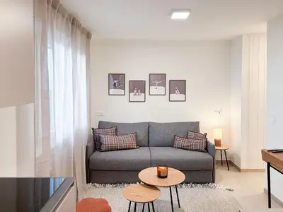 Ein Sitzbereich in der Unterkunft Studio in central Crans-Montana