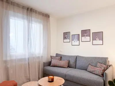 Ein Sitzbereich in der Unterkunft Studio in central Crans-Montana
