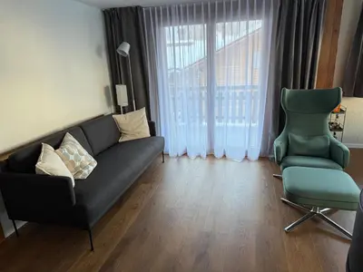 Ein Sitzbereich in der Unterkunft Alpine Lodge Münster VS moderne Eigentumswohnung
