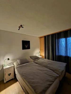 Ein Bett oder Betten in einem Zimmer der Unterkunft appartement Veysonnaz, Valais, ski, mountain biking, raquettes, balades