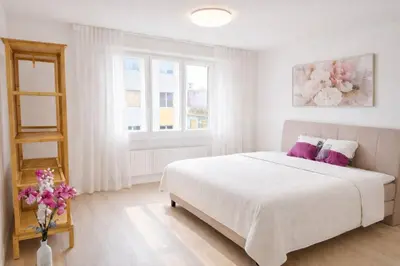 Ein Bett oder Betten in einem Zimmer der Unterkunft Exklusiv Bijou in Thun Interlaken - Swiss Adventure