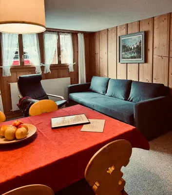 Ein Sitzbereich in der Unterkunft Gemütliches Apartment Rosa an der Langlaufloipe