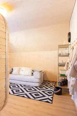 Ein Bett oder Betten in einem Zimmer der Unterkunft Boutique Ferienhaus mit Sauna - TheHerbertRealp
