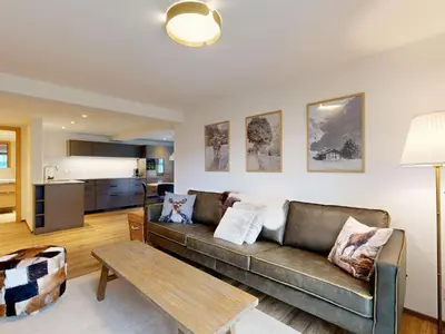 Ein Sitzbereich in der Unterkunft Apartment Chalet Wieseli by Interhome