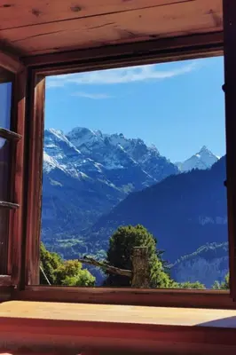 Ein allgemeiner Bergblick oder ein Berglick von der Ferienwohnung aus