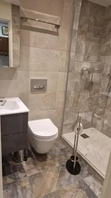 Ein Badezimmer in der Unterkunft Lärchenwald 304, Gemütlich, renoviert, tolle Aussicht