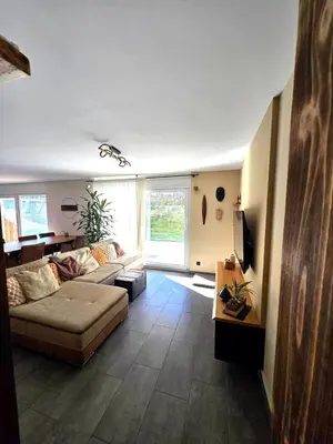 Ein Sitzbereich in der Unterkunft Appartement Combalette à Euseigne, au coeur du Val d'Hérens