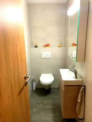 Ein Badezimmer in der Unterkunft Appartement Combalette à Euseigne, au coeur du Val d'Hérens