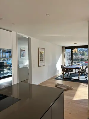 Grundriss der Unterkunft Modern Jungfrau View Apartment with Terrace and AC at Interlaken West Station