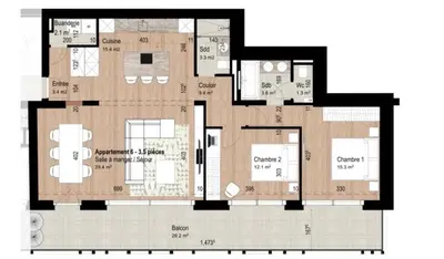 Grundriss der Unterkunft Cozy Crans-Montana Apt with Lake and Mountain View