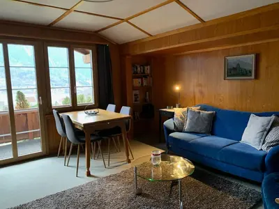 Ein Sitzbereich in der Unterkunft Chalet Rosemarie