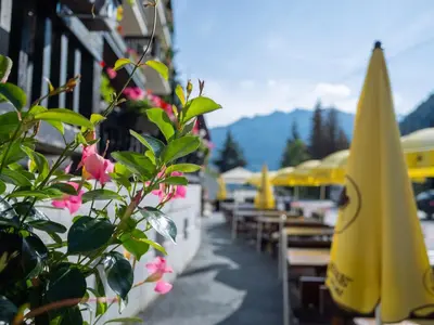 Ein allgemeiner Bergblick oder ein Berglick von des Hotels aus
