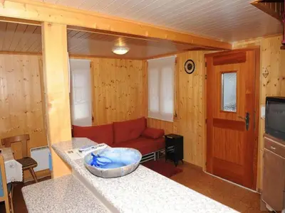 TV/Unterhaltungsangebot in der Unterkunft wooden chalet in Betten near the Aletsch Arena