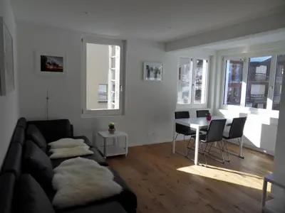 Ein Sitzbereich in der Unterkunft Apartment Silverpeak by Silberhorn Hotel