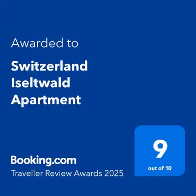 Ein Zertifikat, Auszeichnung, Logo oder anderes Dokument, das in der Unterkunft Switzerland Iseltwald Apartment ausgestellt ist