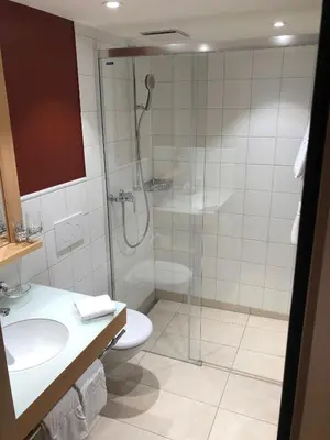 Ein Badezimmer in der Unterkunft Hotel Alpenrose Wengen - a family affair since 1881