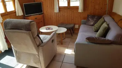 Ein Sitzbereich in der Unterkunft Chalet Sonnenblick