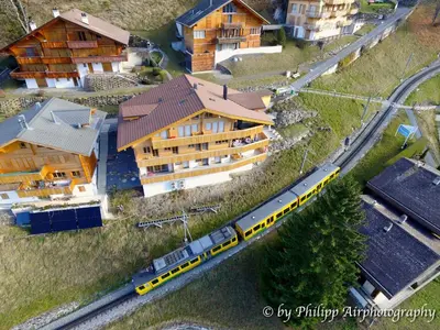 Blick auf Holiday flat #1, Chalet Aberot, Wengen, Switzerland aus der Vogelperspektive